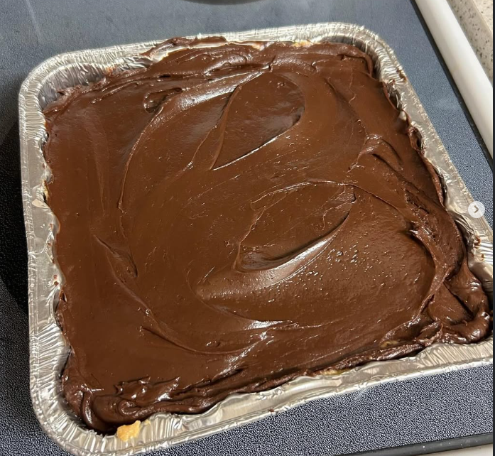 Peanut Butter Fudge with Chocolate Topping