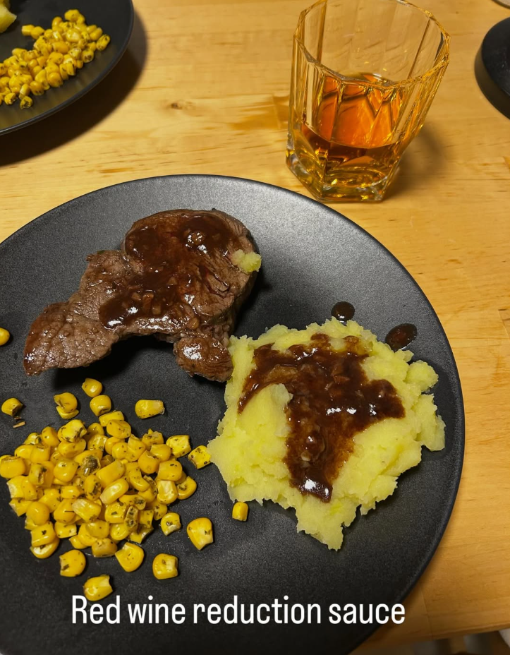 Steak in a Red Wine Reduction Sauce